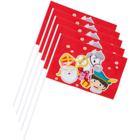 Voordeelpakket van 100x stuks Sinterklaas zwaaivlaggetjes Sint en Piet 40 cm