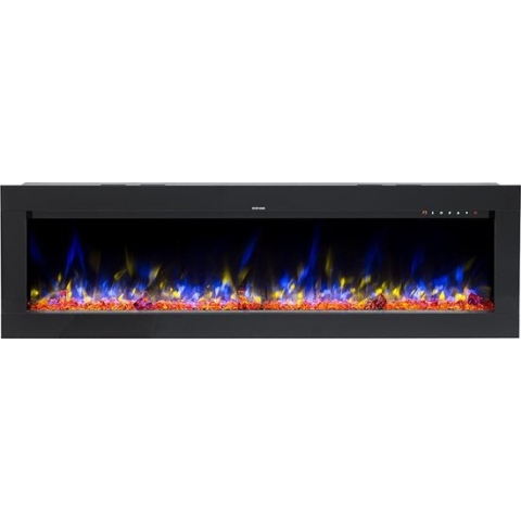 Design4AlleZ Elektrische inbouw sfeerhaard 152,5x45,5x17,5 cm - Zwart Glas