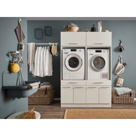 Laundry Duo Wasmachine kast met bovenkasten - Wasmachine verhoger - Duo wasmachine meubel - Wasmachine en droger ombouw meubel - Wit - Hoogte 200cm - Wasmachine ombouwkast - Met bovenkasten