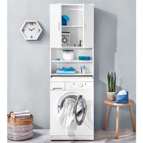 Wasmachinekast - Wit - Badkamerkast - 180CM