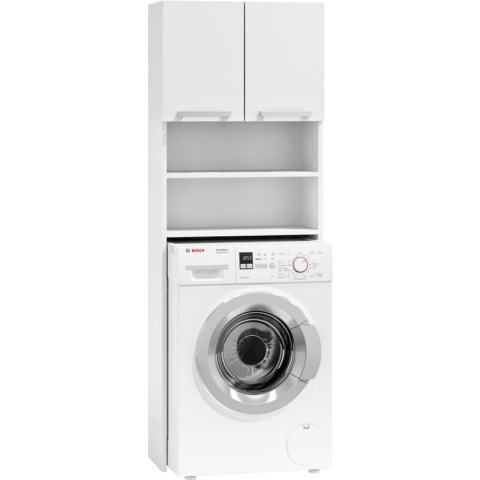 Modern Home wasmachine kast met 2 deuren en 4 planken - Geschikt voor wasmachines van maximaal 89 x 60,8 cm - Wasmachine ombouw - Wit
