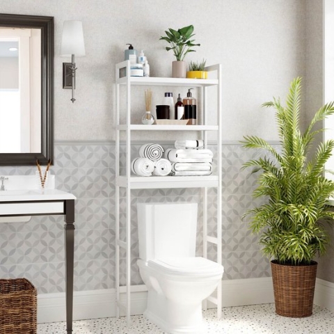 Signature Home Wasmachine ombouw rek wit 163 x 63 x 24 cm - bamboe Wasmachine rek wit - Wasmachine ombouw wit - met opbergruimte wit - Wasmachine rek bovenlader wit hout - Wasmachine rek voorlader wit - Toilet kast - Wc meubel - Wc kast