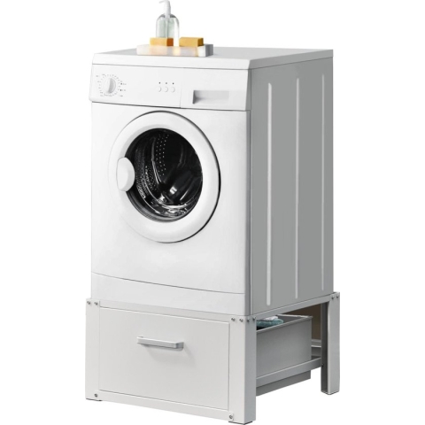 Wasmachine sokkel verhoger met lade 63x54x31 tot 150 kg wit