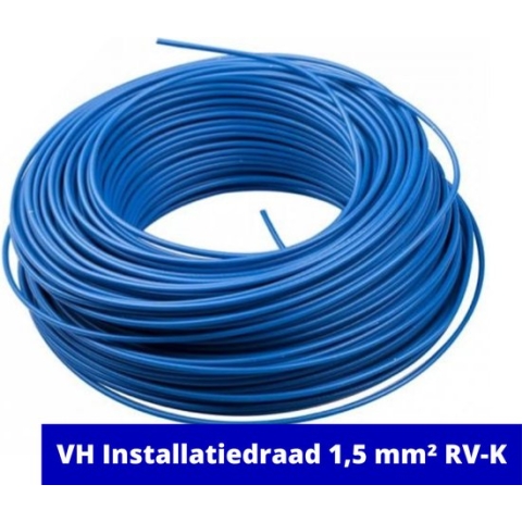 RV-K Installatiedraad 1,5 mm² - blauw - dubbele mantel - 100 meter