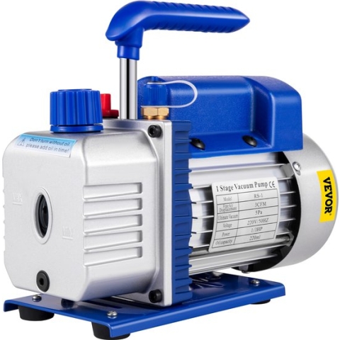 VEVOR 3 CFM Vacuümpomp-1 Stage koelmiddelvacuümpomp-Koeling Meters Gereedschap voor huishoudelijke airconditioning, auto-onderhoud, vacuümverpakking en koelkastvacuüm