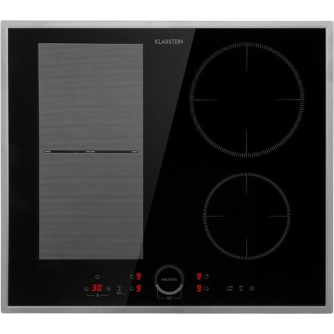 Klarstein Delicatessa 60 - Hybrid Prime Inductiekookplaat - 4 Zones - 7000W - Minimaal Energieverbruik - Onderhoudsvriendelijk - Glaskeramisch Oppervlak - Panherkenning - ThermoBoost-Functie - Touch-to-slide Regelaar - Overhittingsbeveiliging - Zwart