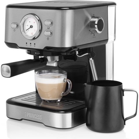 Koffiezetapparaat - Princess 249412 Espressomachines voor gemalen koffie – Met melkopschuimpijpjes voor cappucino en latte macchiato – 2 kopjes - Consumentenbond Beste Koop
