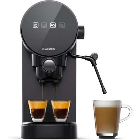 Klarstein Espresso Filter met Melkopschuimer - 0 -9L Retro Mini Espresso Maker met Zeef - 1360 Watt Koffiezetapparaat Klein - Koffiezetapparaat voor Cappuccino - Latte & Macchiato - Zwart