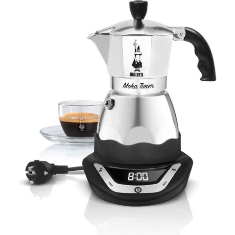 Bialetti Easy Timer Moka espressomaker - Percolator - 3 kops - Elektrisch - Aluminium