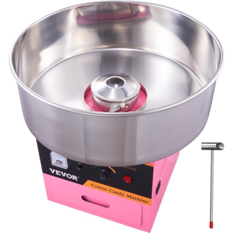 VEVOR Elektrische Suikerspinmaker-1000W-Suikerspinmachine-met Roestvrijstalen Kom, Suikerschep en Lade-Roze