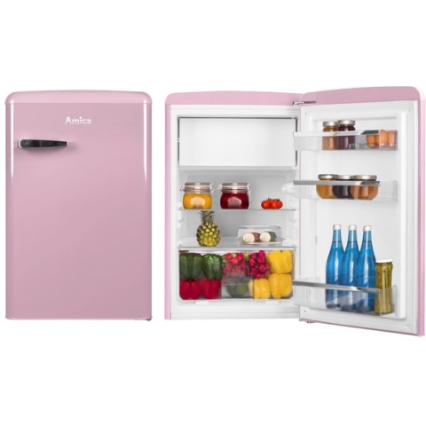 Amica Retro Tafelmodel Koelkast met vriesvak AR1112P - Magenta Roos