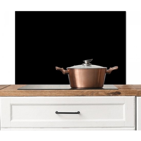 Spatscherm - Zwart - Effen kleur - Interieur - Achterwand - Aluminium - Spatwand - Muurbeschermer - Achterwand keuken - 80x55 cm - Wand beschermer - Keukenaccessoires - Spatscherm keuken