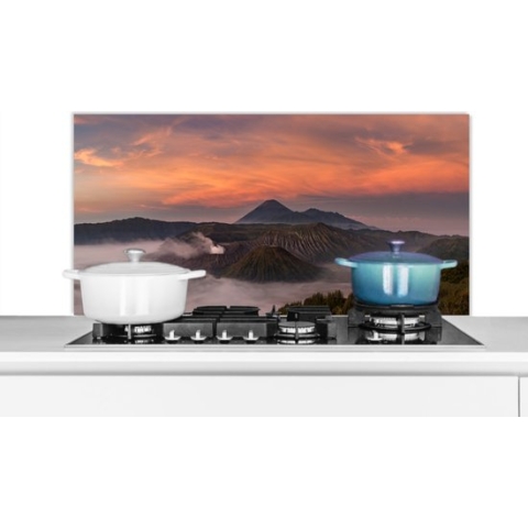 Spatscherm Keuken - Kookplaat Achterwand - Spatwand Fornuis - 100x50 cm - Bromo bij zonsondergang - Aluminium - Wanddecoratie - Muurbeschermer - Hittebestendig