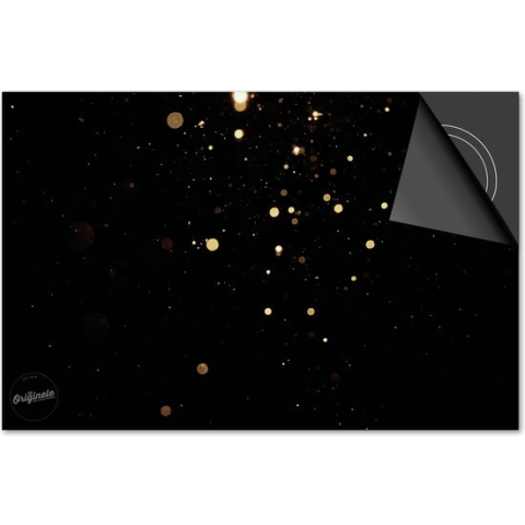 Inductie beschermer 71x52 - afdekplaat inductie mat - Dietrix Kookplaat beschermer - Exclusief - Feestdagen - Sterretjes goud op zwart