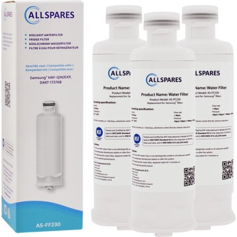 AllSpares waterfilter (3x) voor koelkast geschikt voor Samsung DA97-17376B