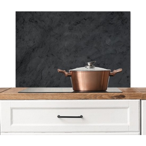 Spatscherm keuken - Beton print - Retro - Spatwand - Zwart - Achterwand keuken - 90x60 cm - Keuken decoratie - Aluminium