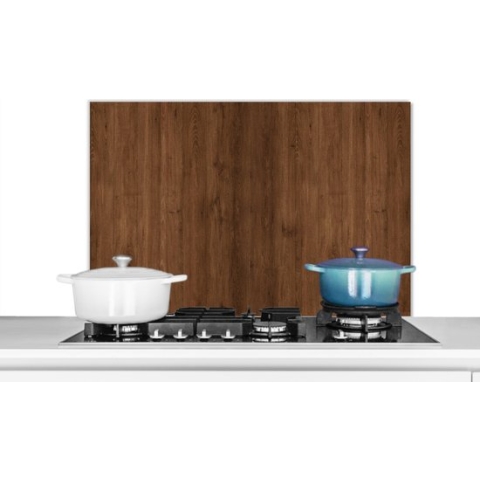 Spatscherm Keuken - Kookplaat Achterwand - Spatwand Fornuis - 90x60 cm - Hardhout - Patronen - Bruin - Aluminium - Wanddecoratie - Muurbeschermer - Hittebestendig