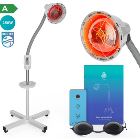 FLEXIE® Infralux 250 – Infraroodlamp met Phillips Warmtelamp - Rood Lichttherapie voor Gewrichten/Spieren/Pijn/Huid – Red Light Therapy – 250Watt