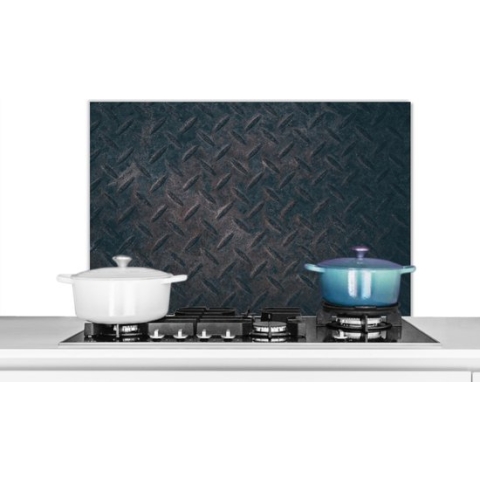 Spatscherm Keuken - Kookplaat Achterwand - Spatwand Fornuis - 90x60 cm - IJzer - Diamantplaat - Roest - Aluminium - Wanddecoratie - Muurbeschermer - Hittebestendig