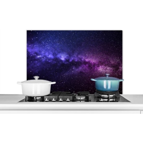 Spatscherm Keuken - Kookplaat Achterwand - Spatwand Fornuis - 90x60 cm - Sterrenhemel - Nacht - Ruimte - Aluminium - Wanddecoratie - Muurbeschermer - Hittebestendig