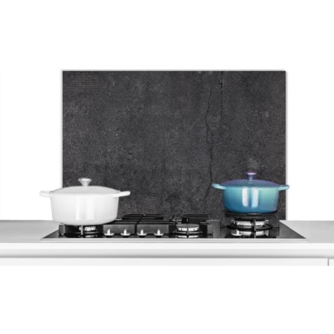 Spatscherm Keuken - Kookplaat Achterwand - Spatwand Fornuis - 90x60 cm - Beton - Zwart - Grijs - Rustiek - Industrieel - Aluminium - Wanddecoratie - Muurbeschermer - Hittebestendig