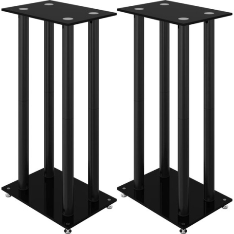 vidaXL-Luidsprekerstandaards-2-st-4-pijlers-gehard-glas-zwart