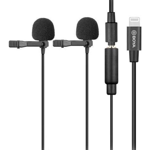 Boya BY-M2D Duo Clip-on Lavalier Microfoon voor iOS