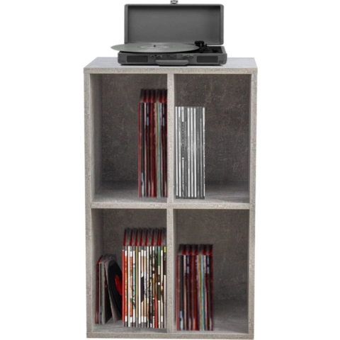 Vinyl lp platen kast - opbergen lp platen - platenspeler meubel - grijs beton