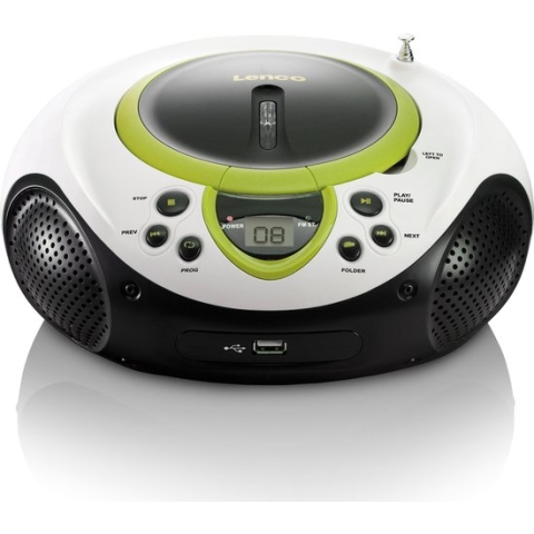 Lenco SCD-38 - Draagbare radio CD speler met USB aansluiting - Wit/Groen