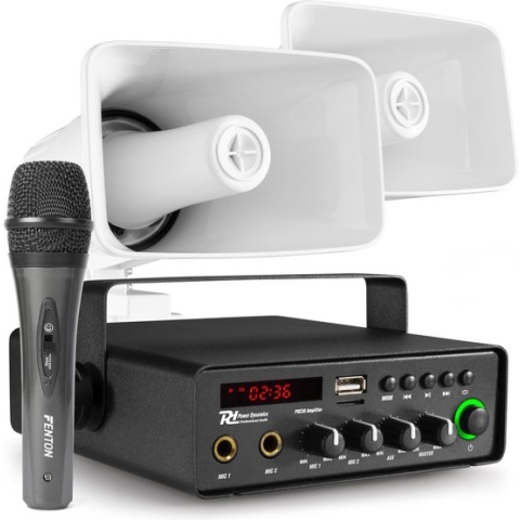 Omroepinstallatie auto - Power Dynamics - met 2 speakers en Bluetooth - 30W - 12V