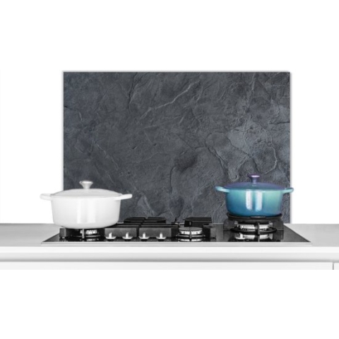 Spatscherm Keuken - Kookplaat Achterwand - Spatwand Fornuis - 90x60 cm - Grijs - Beton - Leisteen - Structuur - Retro - Aluminium - Wanddecoratie - Muurbeschermer - Hittebestendig