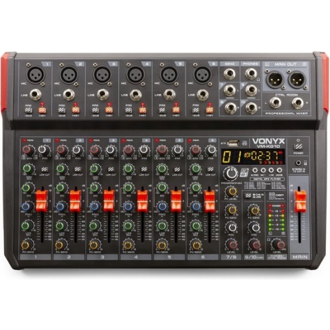 Mengtafel - Vonyx VM-KG10 - 10-kanaals mengpaneel Bluetooth, DSP, mp3 speler en USB audio interface