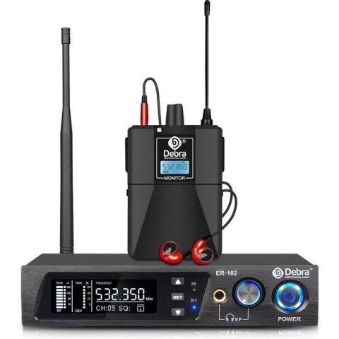 D Debra - Audio PRO ER-102 - UHF Single Channel Draadloos Monitor Systeem (2 Bodypack Zenders)