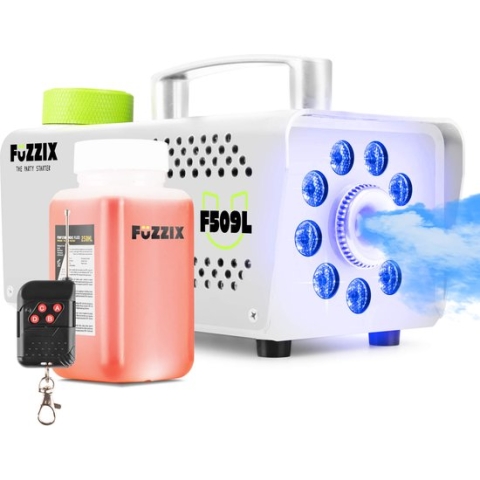 Party Rookmachine met Draadloze Afstandsbediening - Fuzzix F509L - 9 ingebouwde RBG LEDS - incl 250ml rookvloeistof - wit