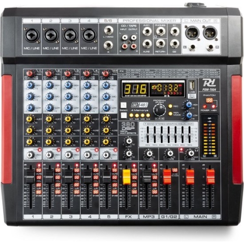 Mengtafel - Power Dynamics PDM-T604 - 6-kanaals mengpaneel Bluetooth, DSP, mp3 en USB audio interface