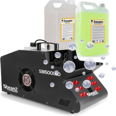 Rookmachine & Bellenblaasmachine - BeamZ SB1500LED incl. 5 liter rookvloeistof en 5 liter bellenblaasvloeistof