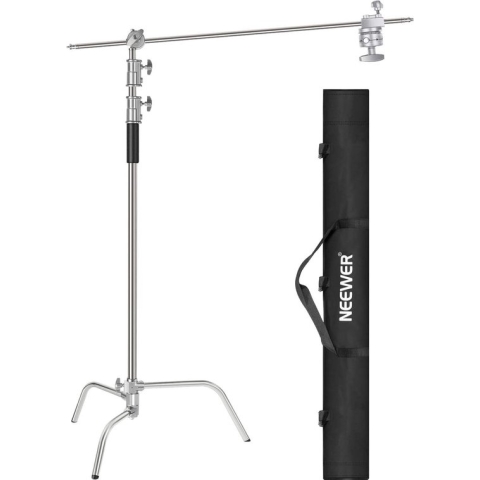 Neewer® - Verstelbaar C Standaard lichtstatief met 4 voet/1,2m verlengarm - 2 Stuks Greepkop en Draagtas voor Fotostudio Videoreflector - Paraplu Monolight -  10 Voet/3m