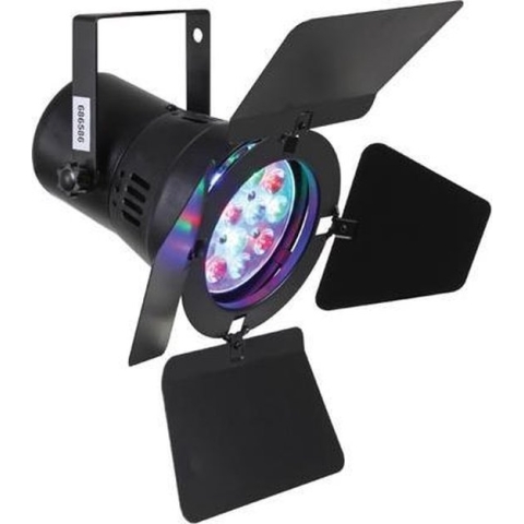 Par36 - Zwart - 12 X 1W R+G+B Leds - Met Barndoor