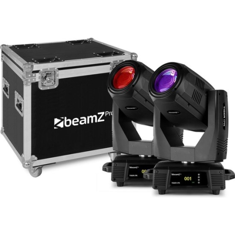 Moving head - BeamZ Pro Tiger 17R moving head 350W - set van 2 stuks in flightcase