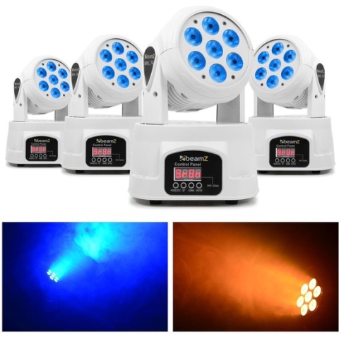 BeamZ Movinghead set met 4 witte MHL74 movingheads