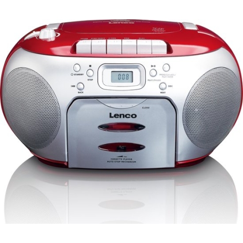 Lenco SCD-420RD - Draagbare radio CD speler met MP3 optie en koptelefoon - Rood