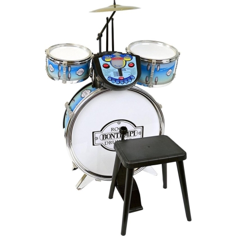 Zilverkleurige 4-delige drumset met virtuele leraar
