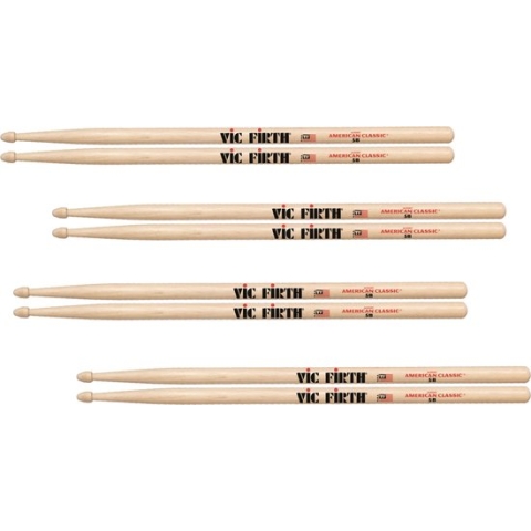 Vic Firth promopack 5B 3+1 - Houten tip - Pack 3x5B + 1x5B