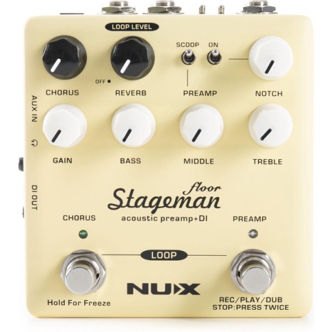 Nuxpedals Stageman Floor, akoestische voorversterker, voor akoestische gitaar, EQ, Looper