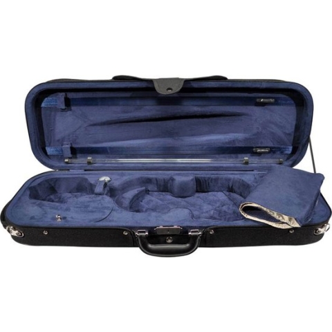 Vioolkoffer Leonardo VC-45-BU 4/4 stryrofoam zwart blauw suede