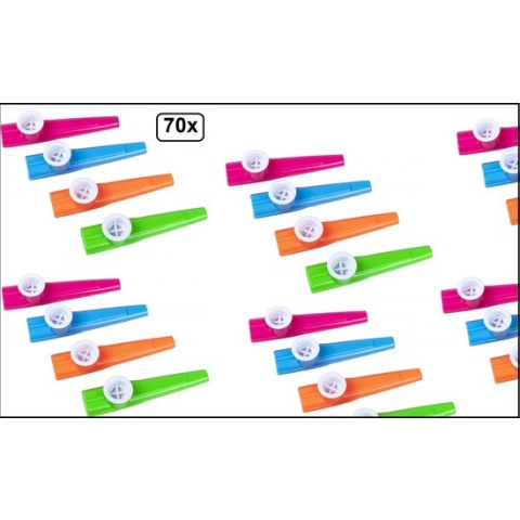 70x Kazoo Muziekinstrument assortie kleuren - Muziek festival thema feest party fun