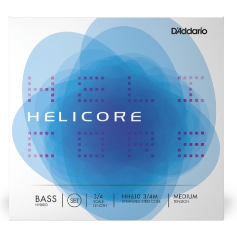 D'Addario HH610 3/4M Helicore hybride bassnarenset, 3/4 schaal, medium spanning