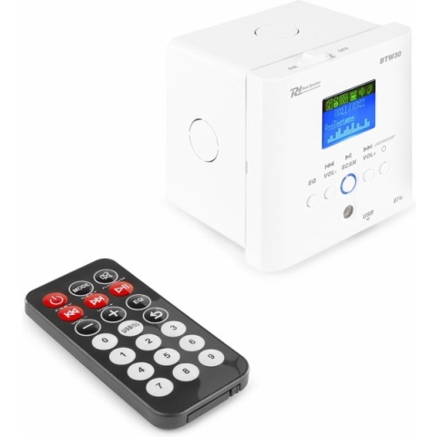 Stereo versterker - Power Dynamics inbouw mini versterker met Bluetooth, mp3 speler en radio - Incl. afstandsbediening - 30W