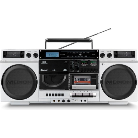 Medion P66538 Retro Radio - jaren 80 - Boombox - Ghettoblaster - DAB+ - CD Speler - Cassette - Bluetooth - MP3 - USB - Vintage