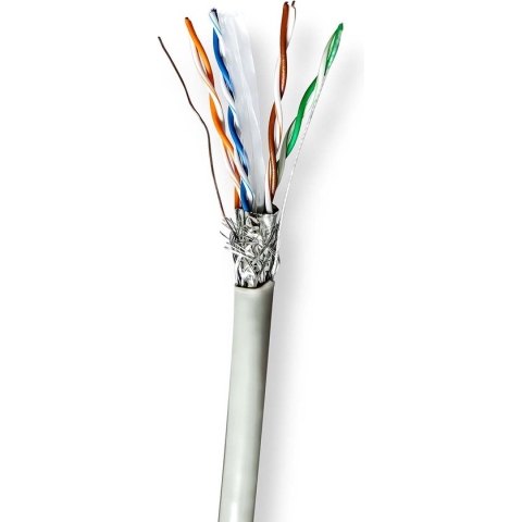Nedis Netwerk Kabel Rol - CAT6 - Stranded - S/FTP - CCA - 305.0 m - Binnenshuis - Rond - PVC - Grijs - Trekdoos